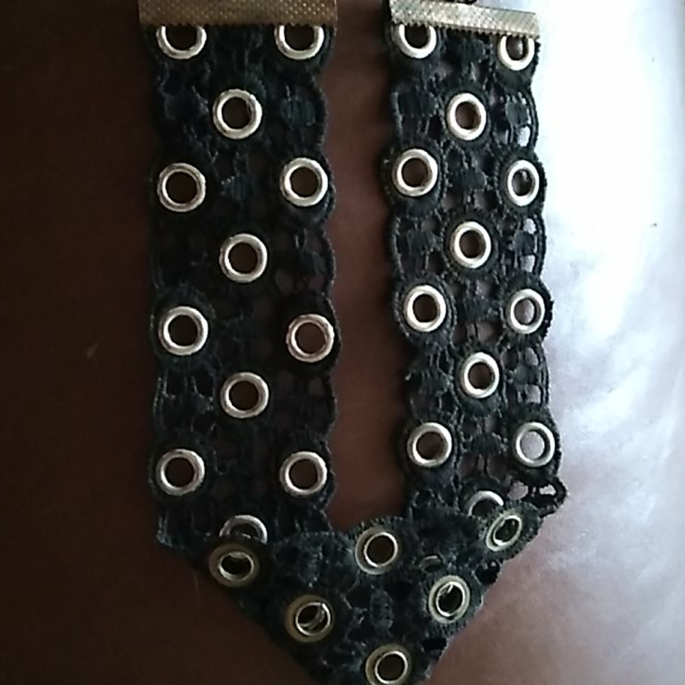 Vintage Gothic Crocheted black lace collar